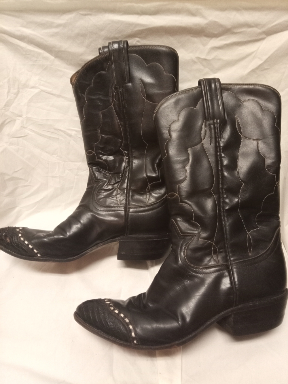 Tony Lama Black Leather Cowboy Boots
